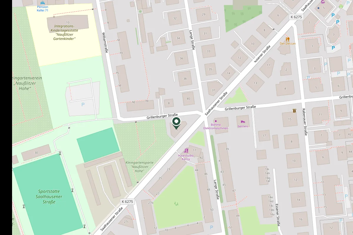 Kartenausschnitt: Saalhausener Straße 16, 01159 Dresden